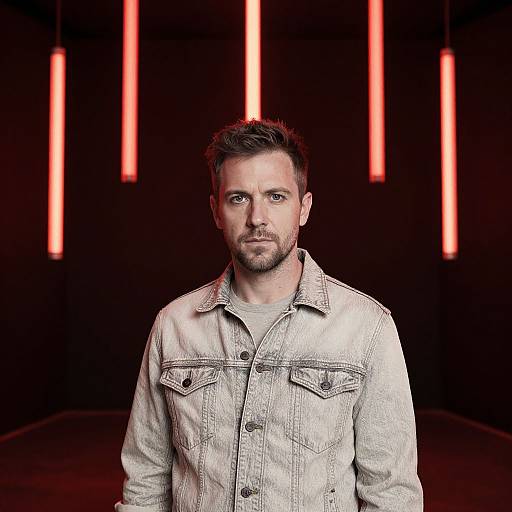 Pencil Sketch of Man with Red LED Lights