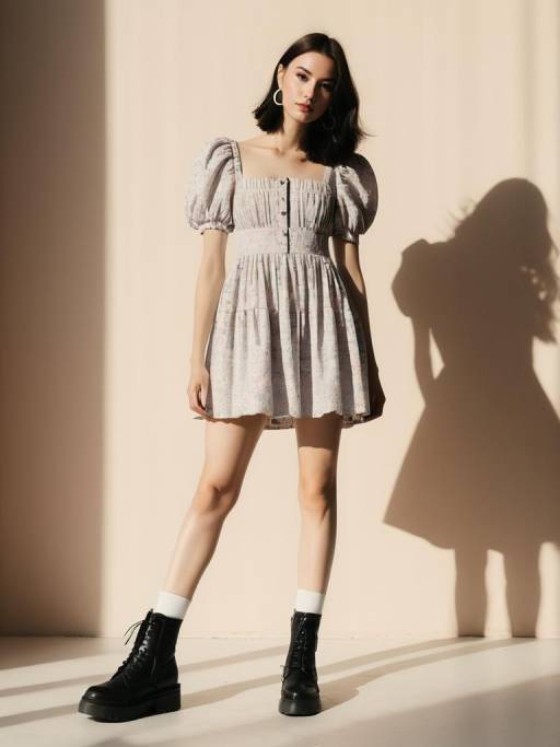 Chic Woman in Floral Short Dress