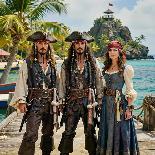 Adventurous Pirates on a Tropical Dock