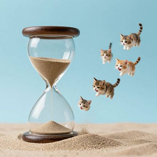 Hourglass Releasing Time-Absorbing Cats