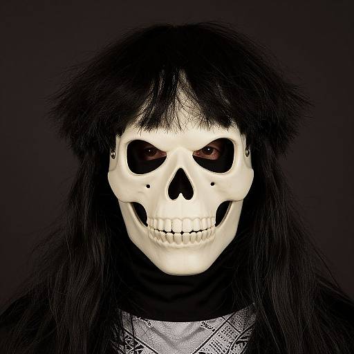 Skull Mask Costume with Wig