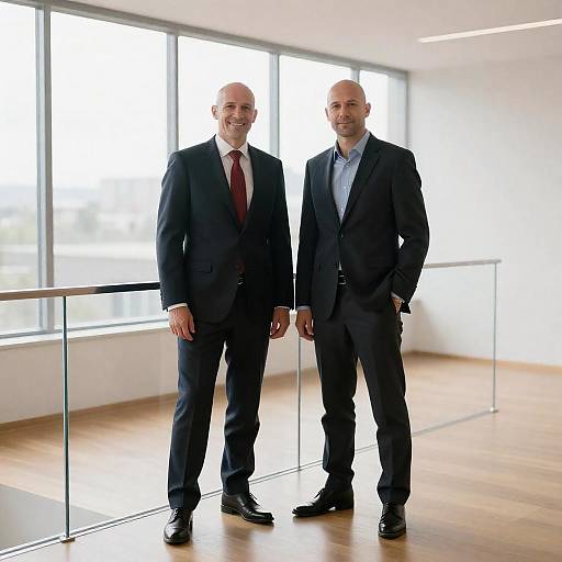 Sunlit Portrait of Two Bald Men