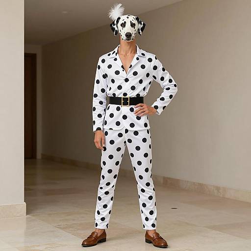 Male Model in Dalmatian Polka Dot Suit