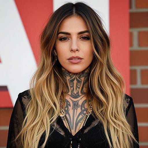 Portrait of Tattooed Woman with Ombre Hair