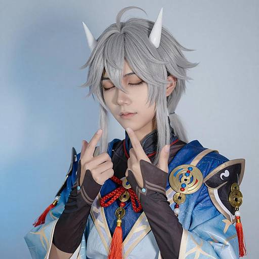 Anime Cosplayer in Ornate Robe