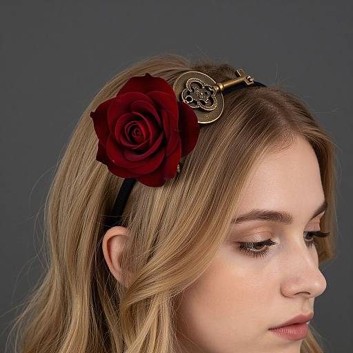 Elegant Steampunk Rose and Key Headband