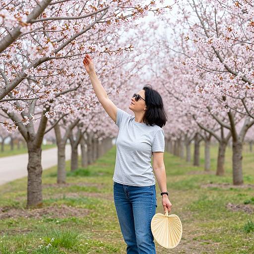 Woman Enjoying Cherry Blossom Season