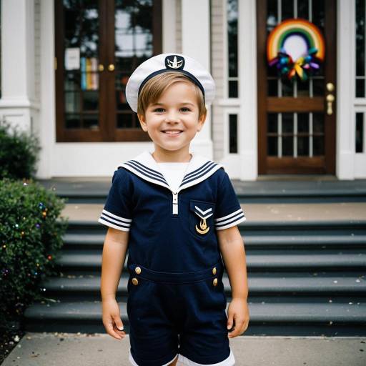 Toddler Boy in Navy Sailor Romper