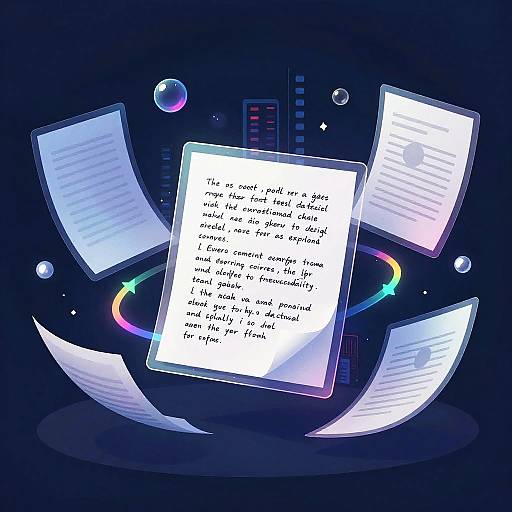 Futuristic Floating Document Illustration