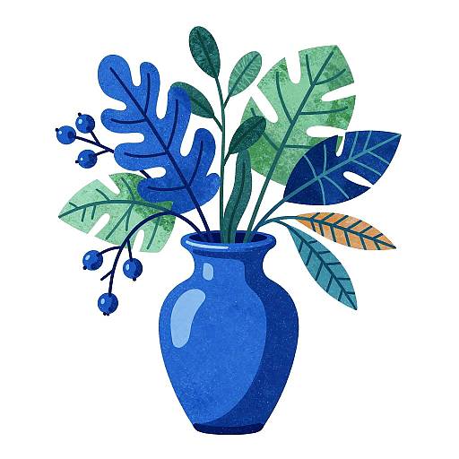 Stylized Blue Ceramic Vase Art