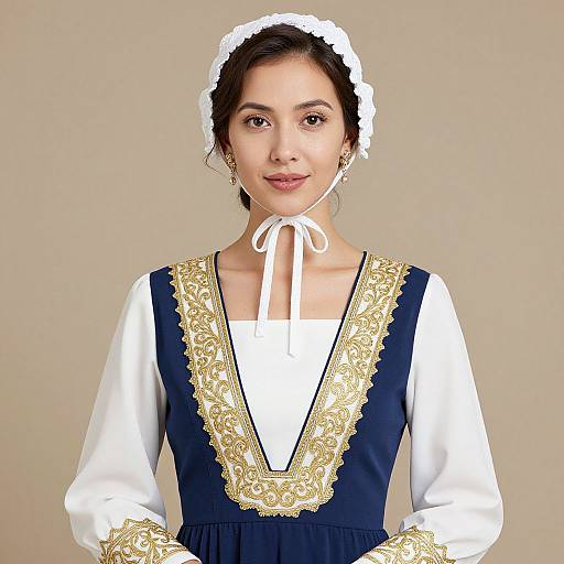 Elegant Woman in Embroidered Dress