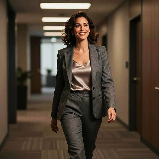 Confident Latina Executive in Pinstripes