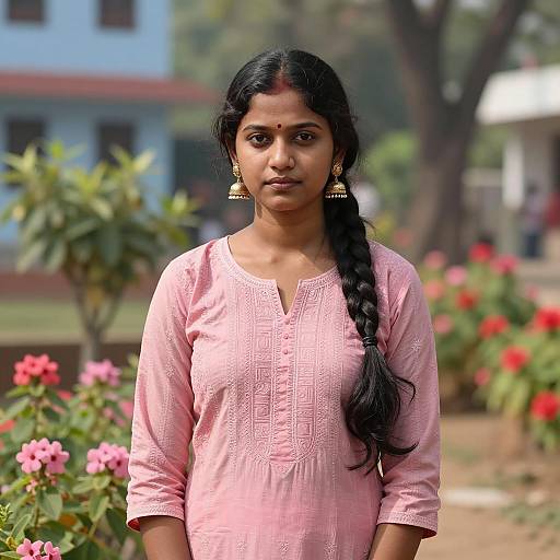 Portrait of Young Indian Woman in Garden