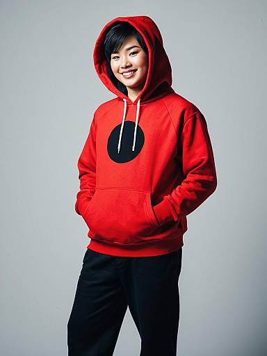 Red Crayon Hoodie Solo Male Portrait