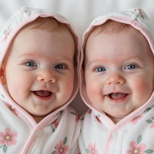 Adorable Close-Up of Smiling Twin Babies