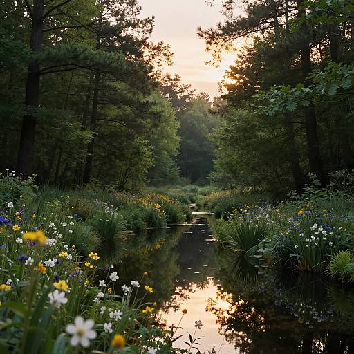 Tranquil Forest Clearing at Sunrise