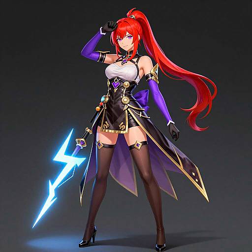 Bold Anime Warrior with Lightning Bolt