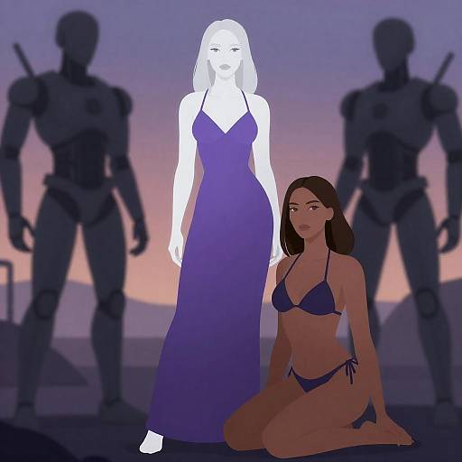 Pale Woman with Kneeling Tan Companion