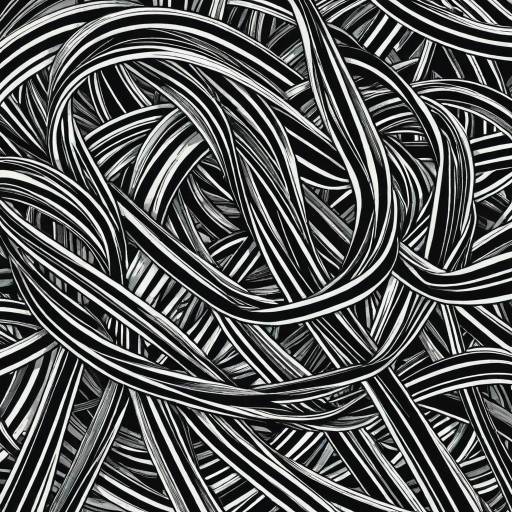Entwined Black and White Ribbons Abstract