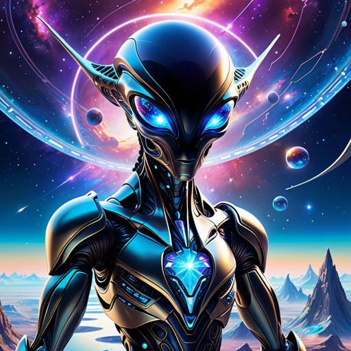 Futuristic Alien in Cosmic Landscape Futuristic Alien in Cosmic Landscape