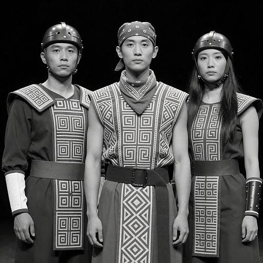Geometric Costumes in Monochrome Portrait