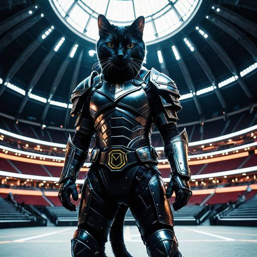 Black Cat in Futuristic Gladiator Armor