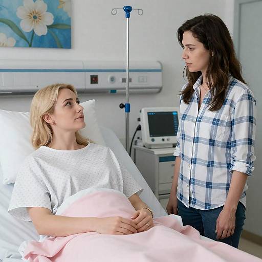 Intimate Hospital Scene with Two Women