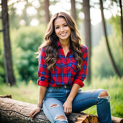 Smiling Woman in Casual Outdoor Setting