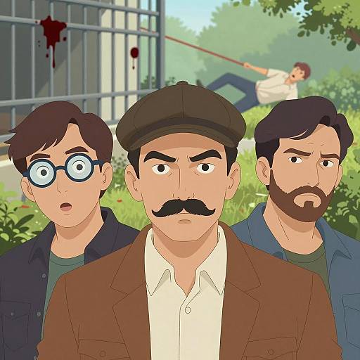 Dynamic Illustration of Three Distinct Men