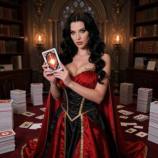 Majestic Woman in Gothic Card Room