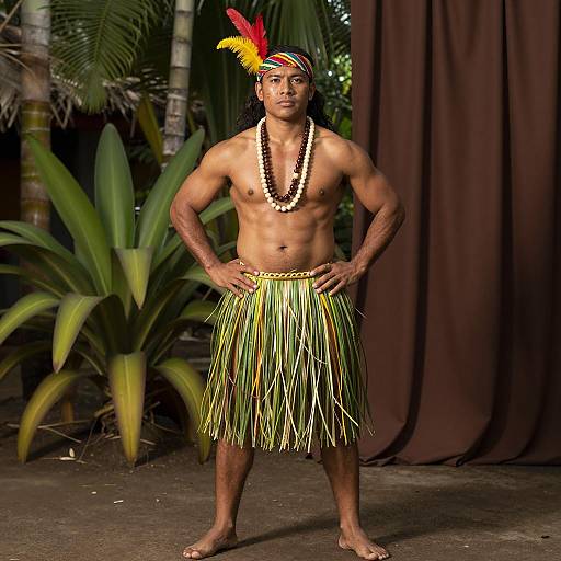 Man in Traditional Hula Costume