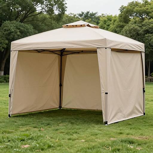 Beige Pop-Up Canopy Gazebo on Lawn