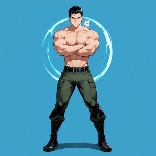 Confident Young Male in Military Pose Confident Young Male in Military Pose