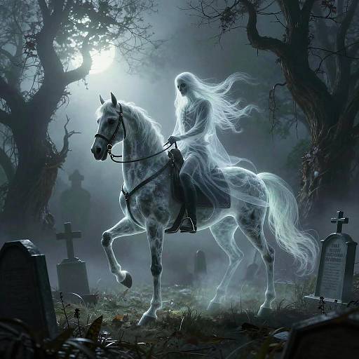 Ghostly Horseman in Haunted Graveyard