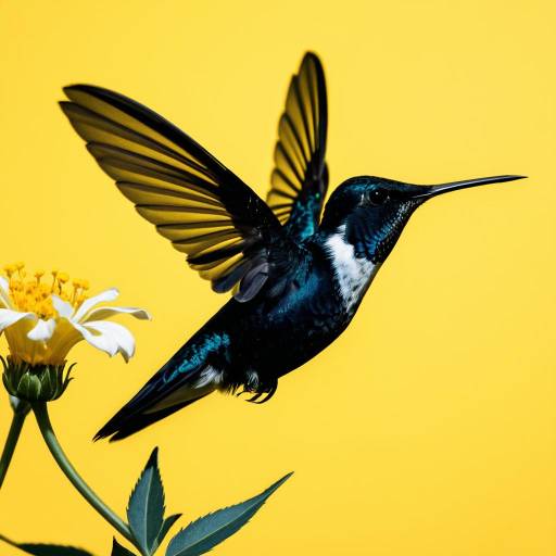 Black Hummingbird Hovering Near Flower Black Hummingbird Hovering Near Flower
