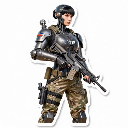 Female Exosuit Urban Guerrilla Sticker