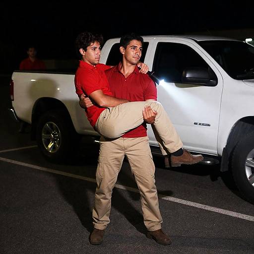 Dramatic Night Scene with Two Men