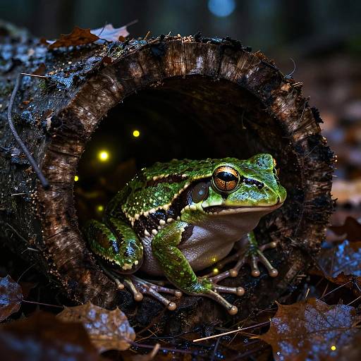 Emo Frog in Glowing Hollow Log