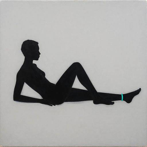 Minimal Silhouette Reclining Figure with Turquoise Accent