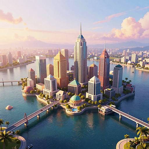 Floating Lagoon City at Sundown