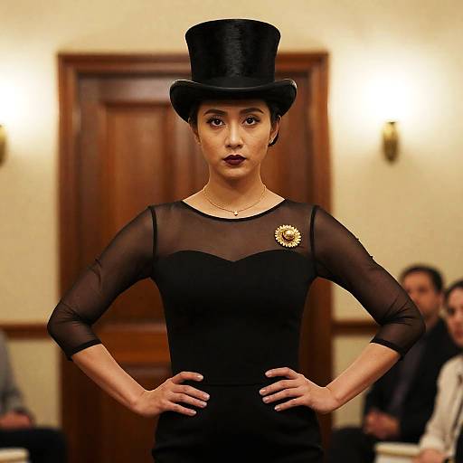 Elegant Woman in Black Dress Portrait