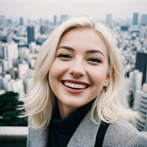 Smiling Woman with Platinum Blonde Hair in Tokyo Smiling Woman with Platinum Blonde Hair in Tokyo