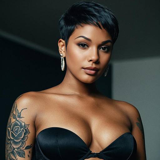 Dark-Skinned Woman with Short Hair