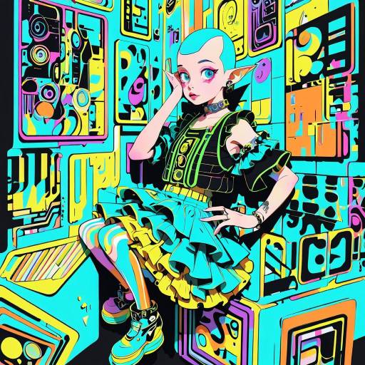 Eccentric Punk in Neon Pop Art Style