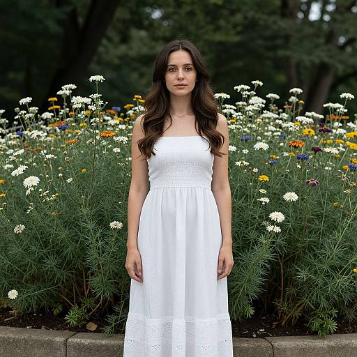Woman Standing Near Vibrant Flowers