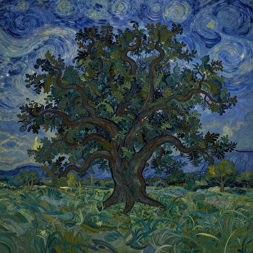 Mystical Oak Tree at Twilight