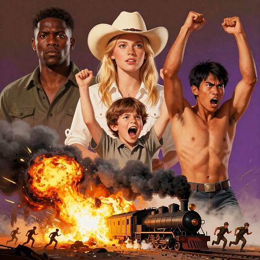 Dynamic Mixed Media Chaos Illustration