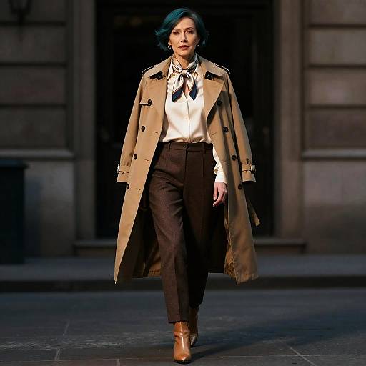 Film Noir Teal Undercut Trench Portrait