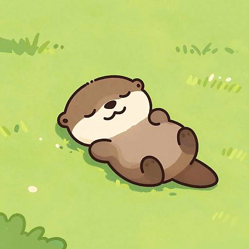 Whimsical Cuddly Otter Gouache Art