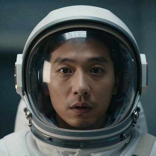 Surprised Astronaut in Transparent Helmet